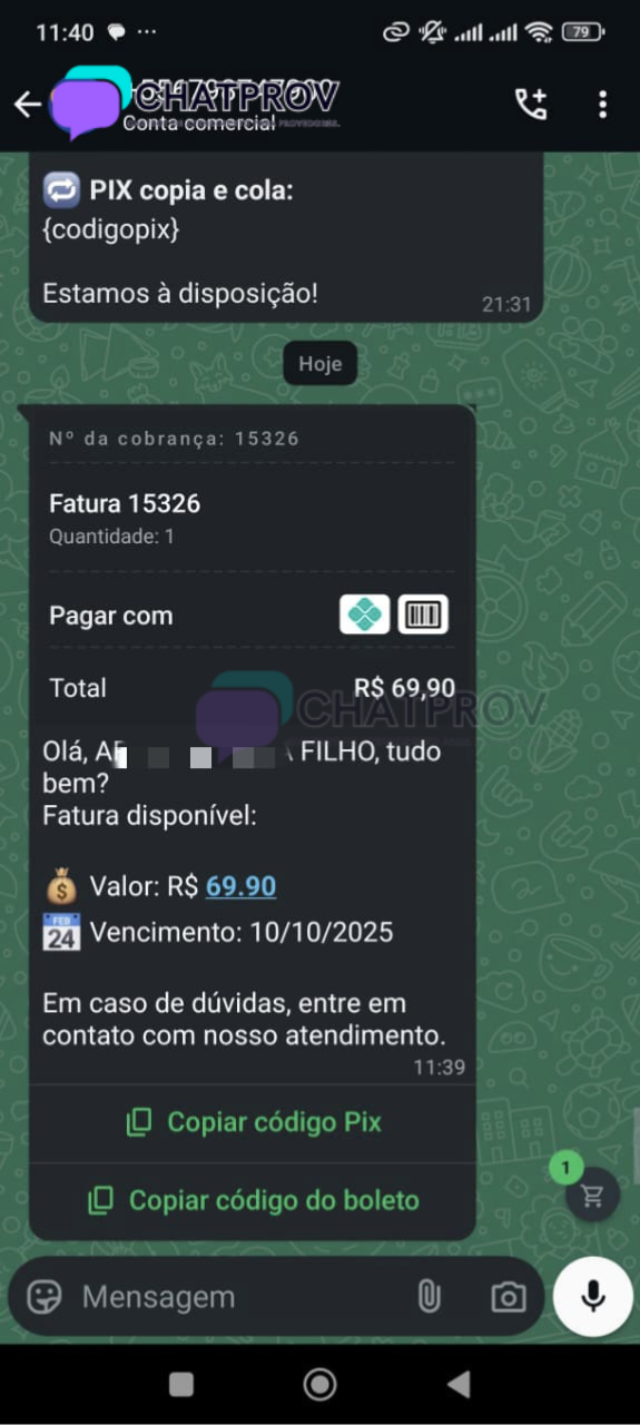 Destaque: botões copiar e colar • API oficial sem risco